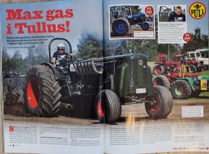 Uppslag reportage i tidningen Traktor Power från Tullus Tractorpulling